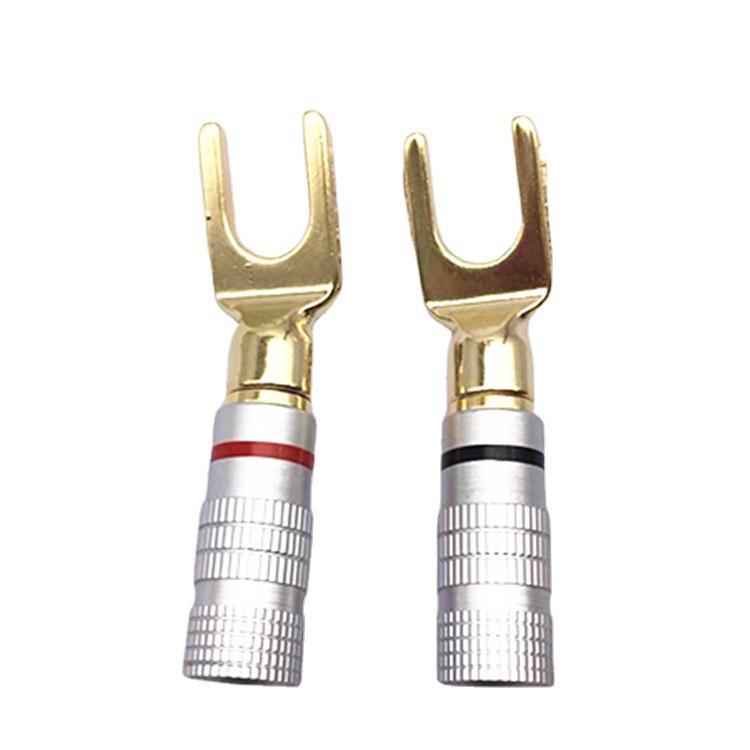 Nakamichi Gold-Plated Y/U Banana Speaker Connector, Red & Black