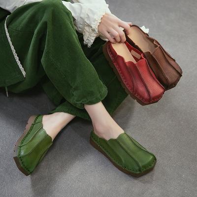 2026 Sommer Neuankunft Echtes Leder Damen Mules Muschel Zehenpartie Ethnischer Stil Flache Sandalen Atmungsaktiv Bequem Outdoor Schuhe