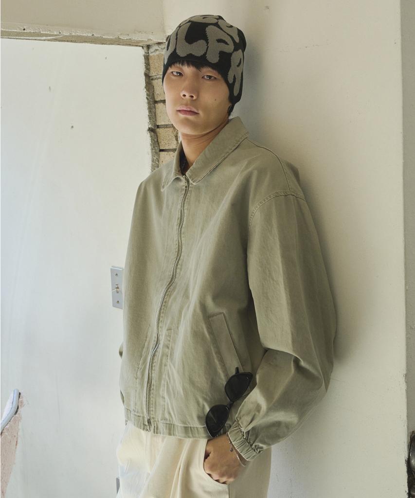 Black Moment Signature Washed Cotton Oversized Blouson [Gray]