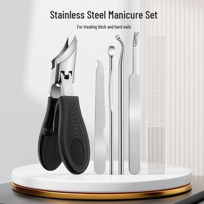 6-Piece Nail Care Set: Oblique Nail Clippers, Nail Scissors, Ingrown Nail Cuticle Nippers, Large Opening Clippers