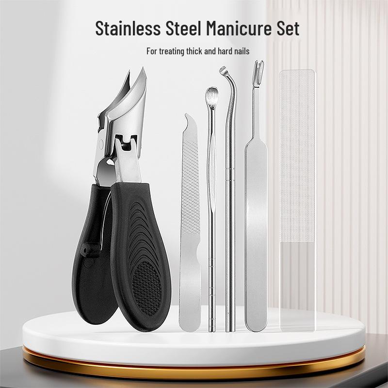6-Piece Nail Care Set: Oblique Nail Clippers, Nail Scissors, Ingrown Nail Cuticle Nippers, Large Opening Clippers