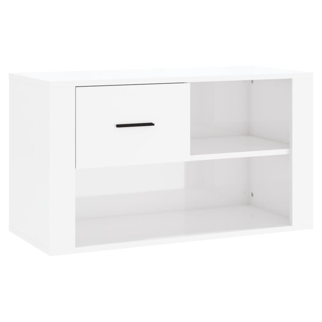 Shoe Cabinet High Gloss White 80 x 35 x 45 cm Engineered Wood