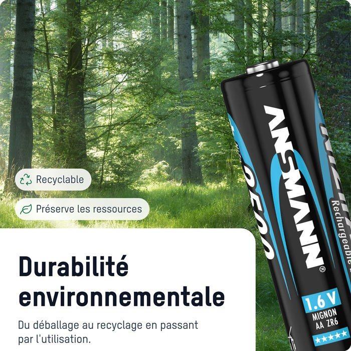 Piles rechargeables nizn mignon aa 2500mwh - lot de 4 piles