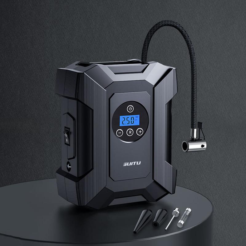 2024 Ny Trådlös Bärbar Luftpump 120W Elektrisk Däckpump med 6000mAh Batteri Nödljus LED Förvaring Tar Inte Upp Plats