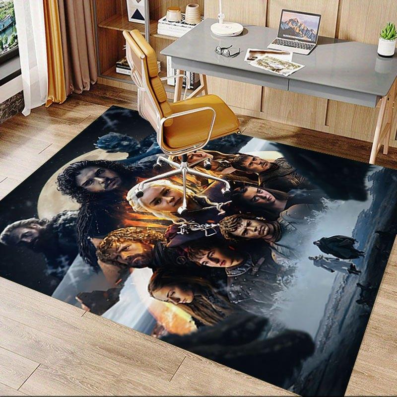 1pc Fire and Blood Office Carpet Chair Mats, Home Decor Mat | Fantasy Theme Mat | Durable Mat, Dragon DecorB18