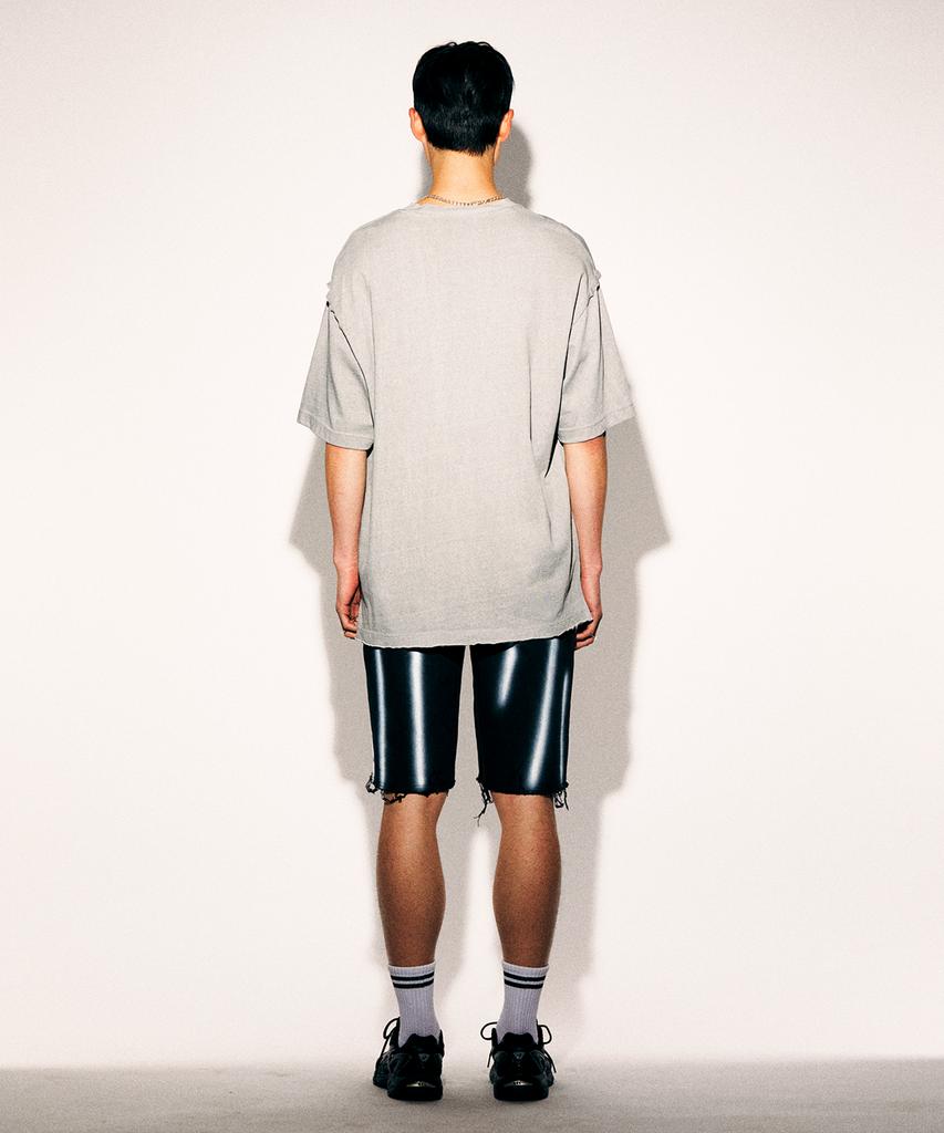 TONSIL Pigment Cutoff Short Sleeve T-Shirt Light Gray