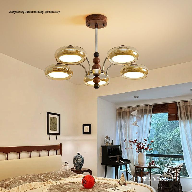 Retro American Chandelier: Versatile Living Room, Bedroom & Dining Lamp with Persimmon Design