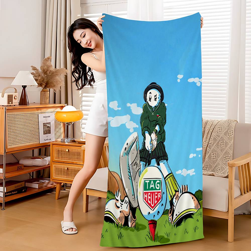 L-Leisure M-Malbones Golf Beach Towel Cartoon Cute Summer Kids Large Bath Pool Beach Towel Microfiber Absorbent For Swimming