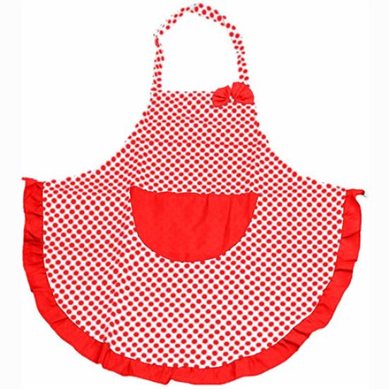 Women Cute BowKnot Dot Aprons Kitchen Restaurant Cafe Bib Cooking With Pocket