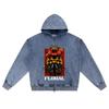 DTG Print Knitted Denim Zip-Up Hoodie Floral Brother Print Zipper Hoodies  