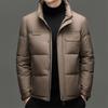 Men's Winter 90% White Duck Down Jacket: Business Casual, Solid Color, Versatile Warm Coat for Middle-Aged & Young Adults.