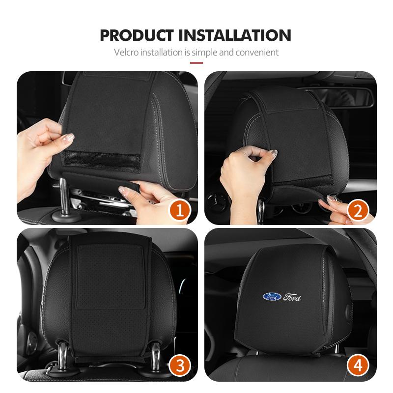 FRYX3 Perforated Suede Car Headrest Pillowcase Easy Install Scratch Resistant For Ford Focus mk2 mk3 mk4 Fiesta Ranger Mondeo S-MAX