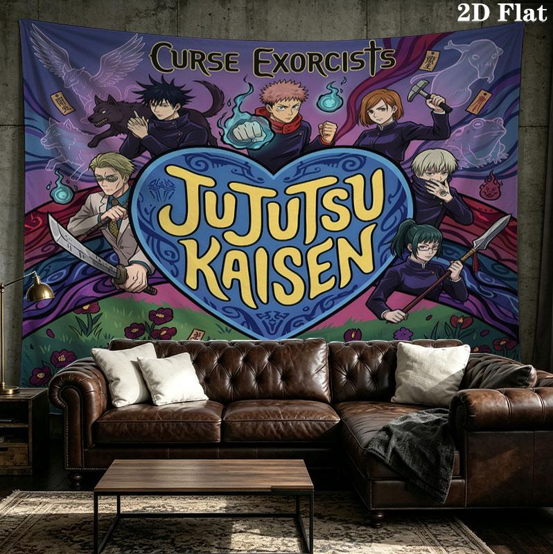 Arazzo da Parete Jujutsu Kaisen Appeso Estetico alla Parete Coperta in Tessuto Stampato Arazzi Decorativi per Camera da Letto Soggiorno Decorazione per la Casa
