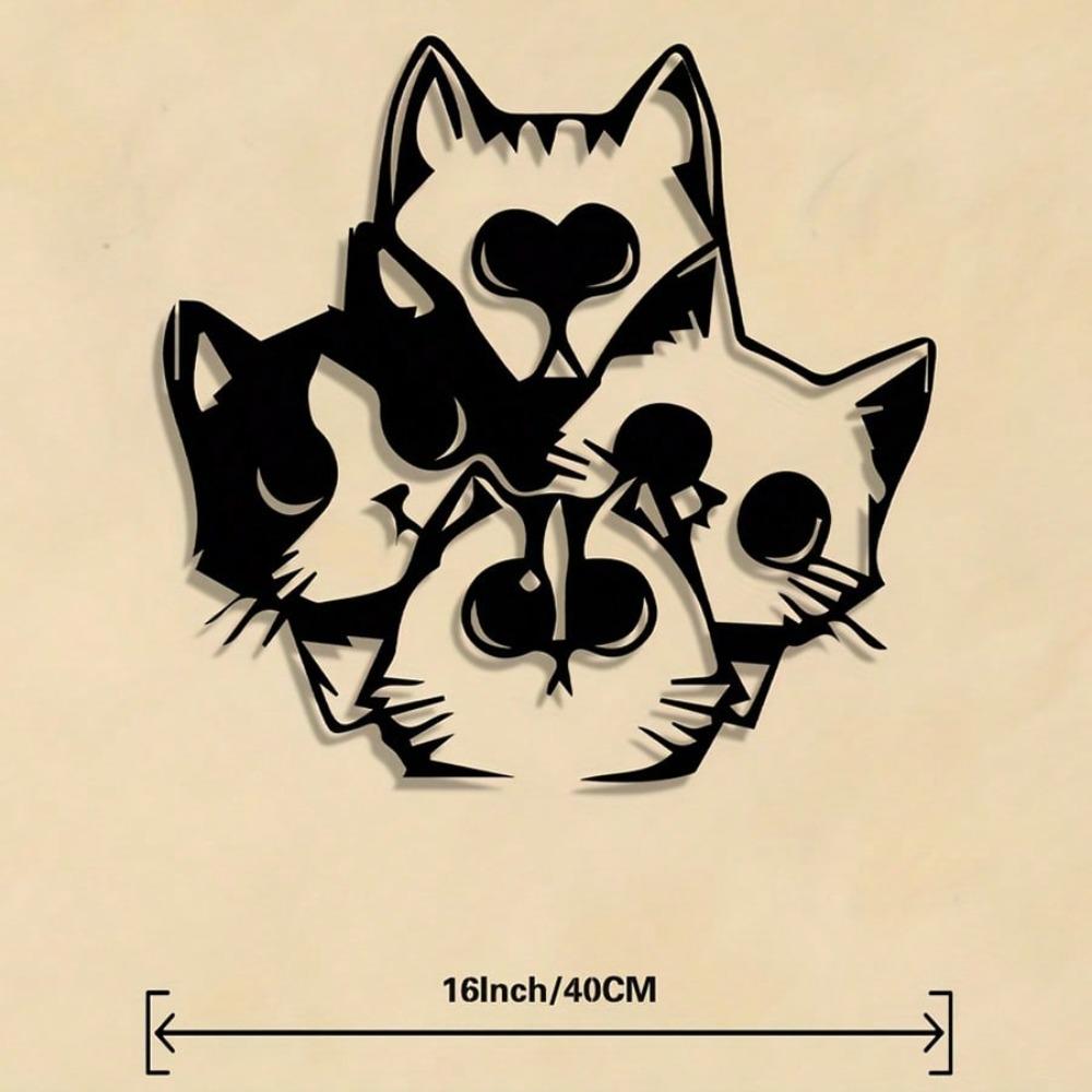 

Forged Iron Wall Art Black Cat Silhouette Metal Decor Outdoor Indoor Home Gift 39x40