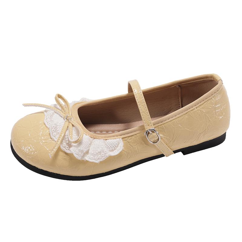 

Fashion Round Toe JK Women Mary Jane Shoes Ladies Concise Outdoor Butterfly-knot Pumps Spring Autumn Women s Leather Shoes 40 жёлтый