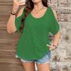 European and American women's clothing, independent station spring and summer new solid color off-the-shoulder hollow T-shirt women