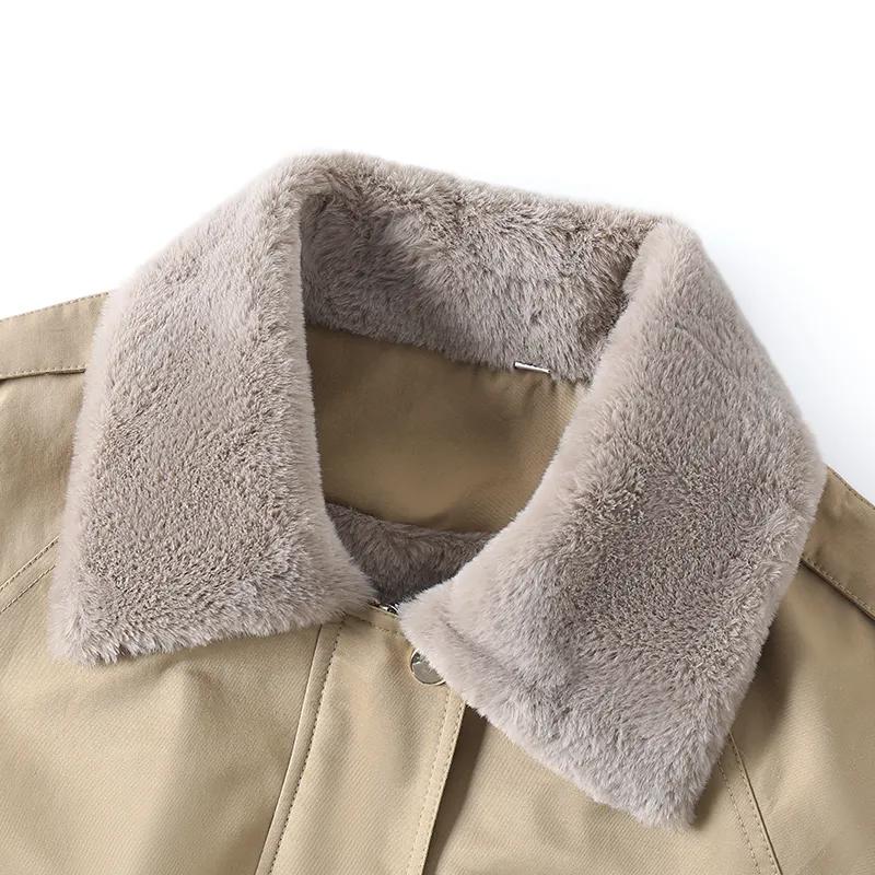 Parker Clothing Cotton Clothing Women's Winter Mid-length Ins Plus Velvet Thickened Loose Waist Casual Cotton Jacket