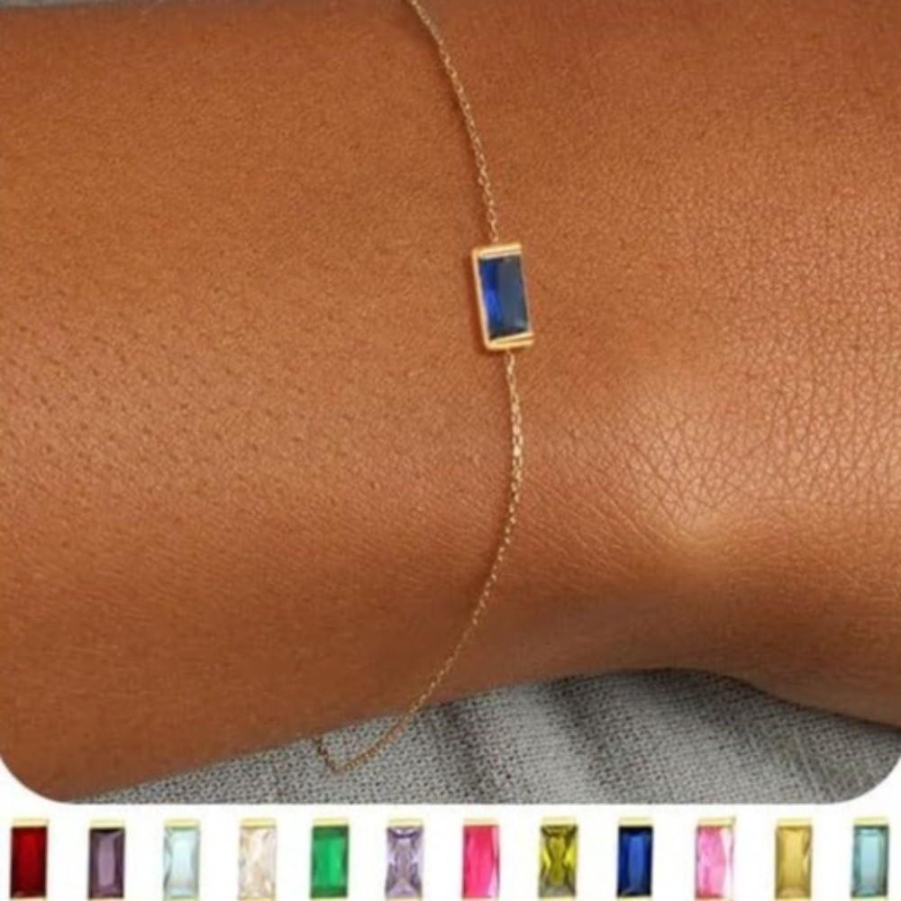 Stackable Gold Plated Bracelet Sparkling Minimalist Bracelet Trendy Birthstone Bracelet  Jewelry