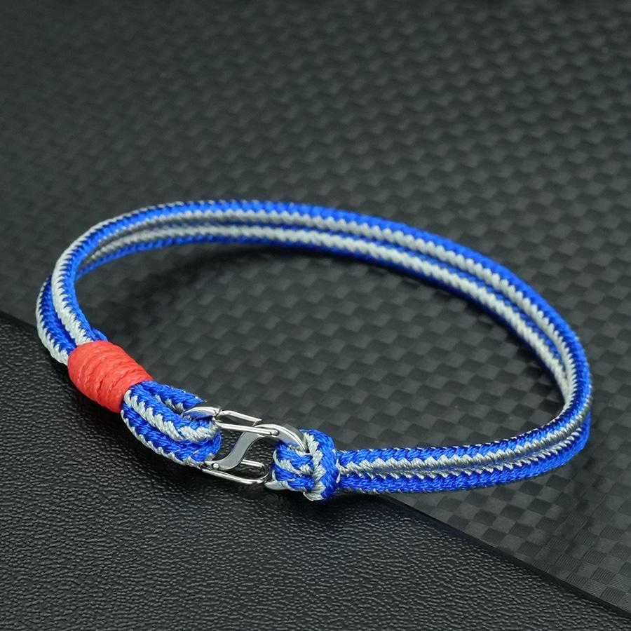 

Stylish Men Bracelet Grade A Ethnic Rope 6 Colors Stainless Steel Connection Buckle Locomotive Cool Riding Accessories Pulseria 20.5cm 8.1Inch синий