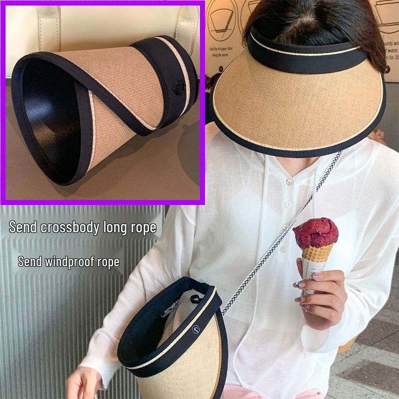 Women's Wide Brim Sun Protection Straw Hat with UV Face Cover for Outdoor Summer Activities