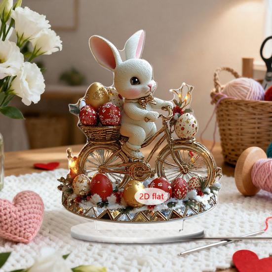 Iepuraș de Paște Acrilic Semn de Masă 2D Plat Ouă Floare Iepure Decorare Casă Living Ziua Îndrăgostiților Petrecere Sărbătoare Ornament de Masă