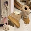Women Snow Boots 2026 Winter Plush Warm Anti Slip Comfortable Ankle Boots Fluffy Round Toe Platform Butterfly Knot Cotton Boots