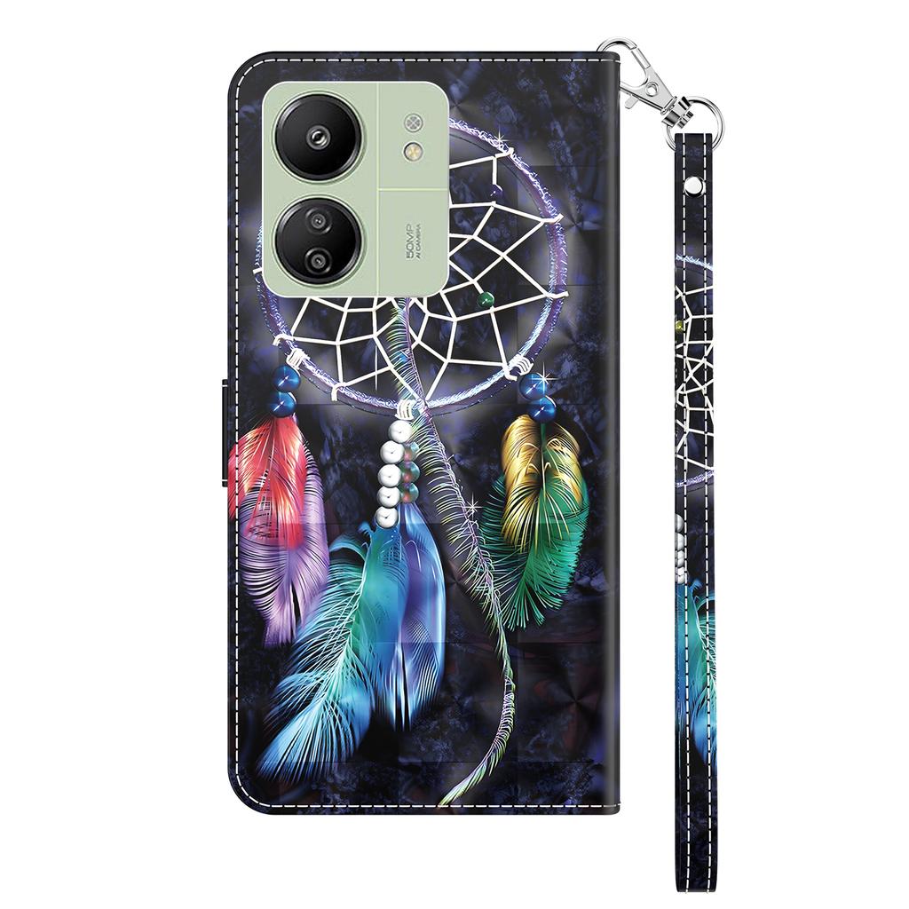 For Xiaomi Redmi 13C 4G/13C 5G/Poco C65 4G/Poco M6 5G/13R 5G Magnetic Phone Case 3D Pattern Printing Wallet Cover