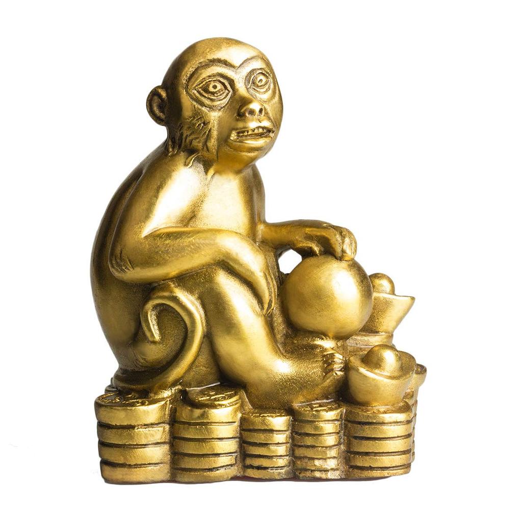 Pure Red Gold Craft Money Monkey Figurine, Zodiac Sign, Copper, Feng Shui Charm, Good Luck Charm, Business Opening Gift, Lucky Item##*
