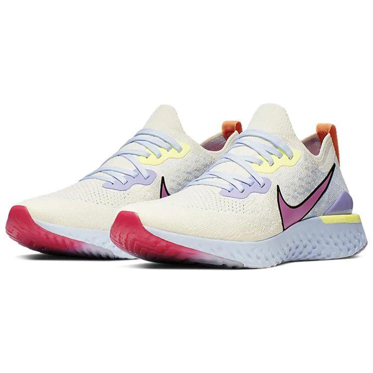 Nike Epic React Flyknit 2 Trendy Color Block Non-Slip Lightweight Low-Top Marathon Running Shoes Unisex Sneakers Yellow Purple CJ7794-164