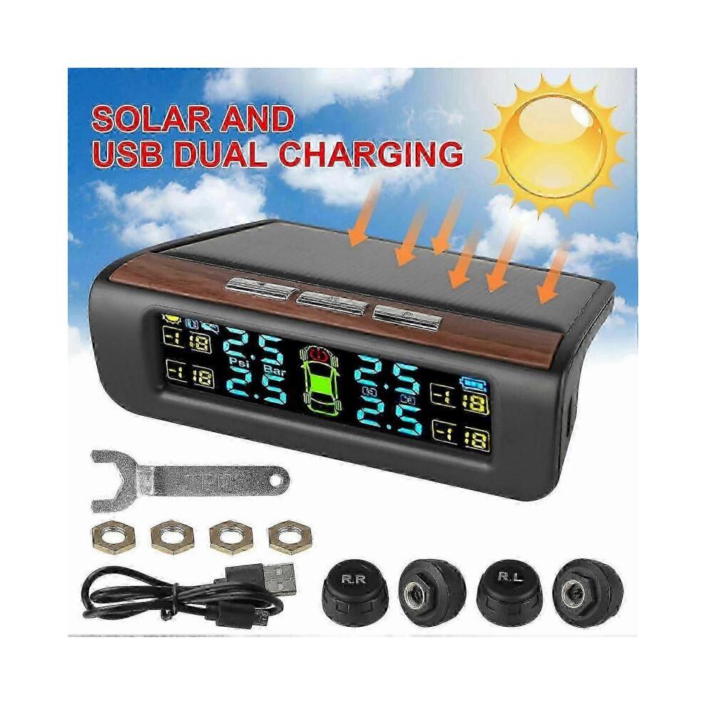 Kabelloses Solar-TPMS LCD Auto-Reifendrucküberwachungssystem mit 4 externen Sensoren Solar Automatisch