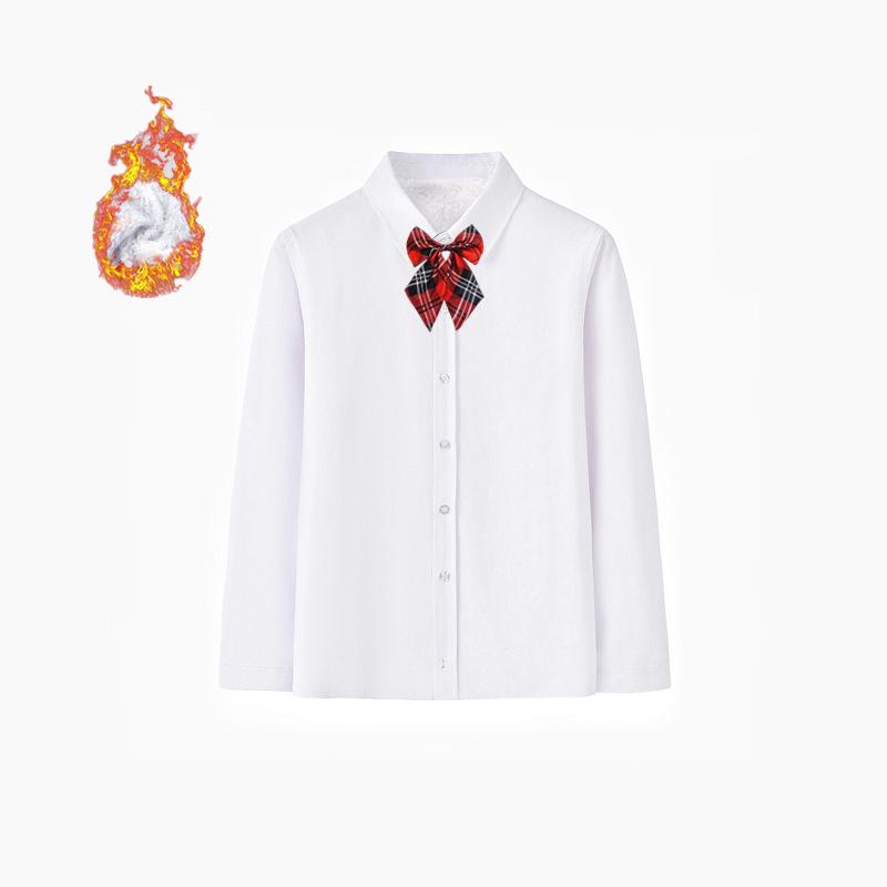 Kids' Fleece-Lined White Shirts and Thick Autumn/Winter Outfits