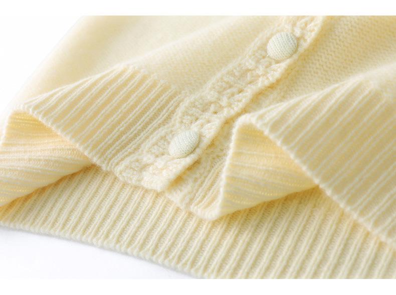 2025 A/W Women's V-Neck Pure Wool Jacquard Knit Cardigan Sweater