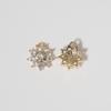 Pink Zirconia Flower Copper Charms, Golden Plated DIY Jewelry Pendants for Earring Necklace Craft