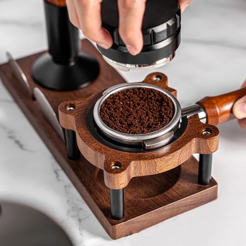 51/53/54/58mm Wood Coffee Tamper Mat Station Stand Espresso Tamping Storage Rack Barista Portafilter Holder Filter Screen Holder