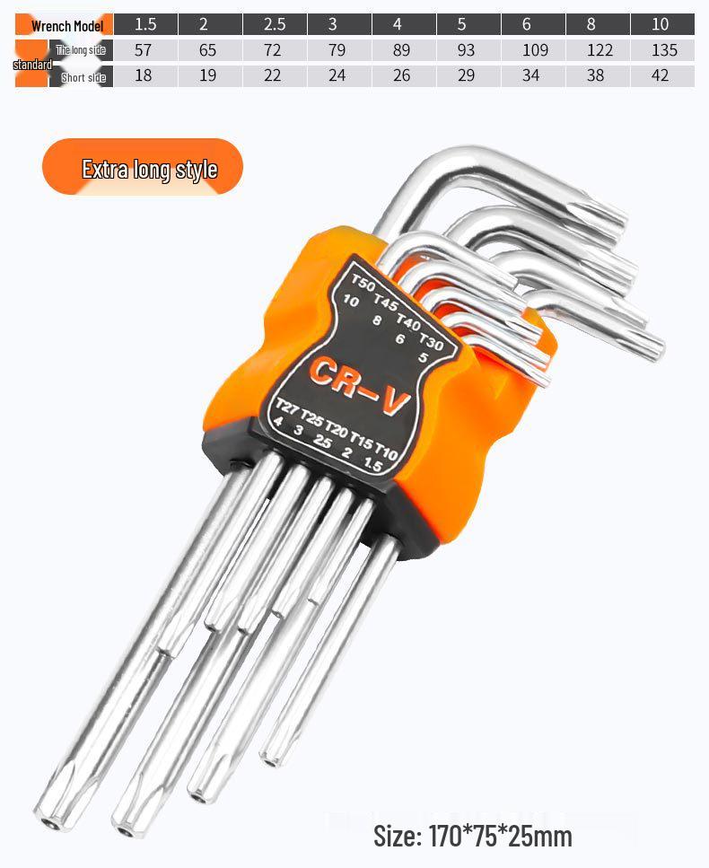 9-Piece Matte Hex Wrench Set with Flat & Ball Heads