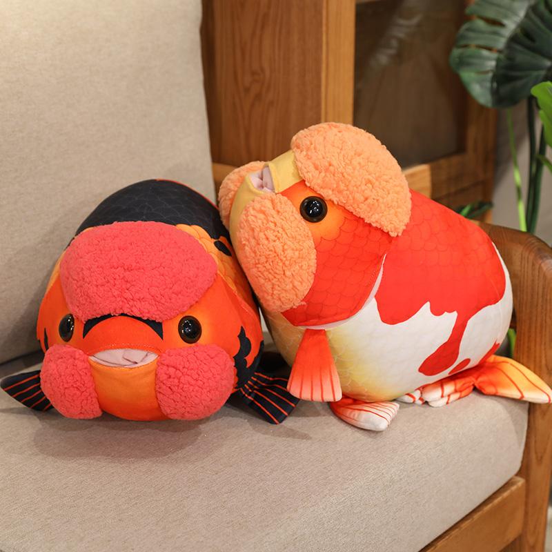 50cm Lifelike Fish Plush Stuffed Toy Goldfish Big Head Soft Pillow for Zoo Park Souvenir Lovely Lan Shou Animal Plushie