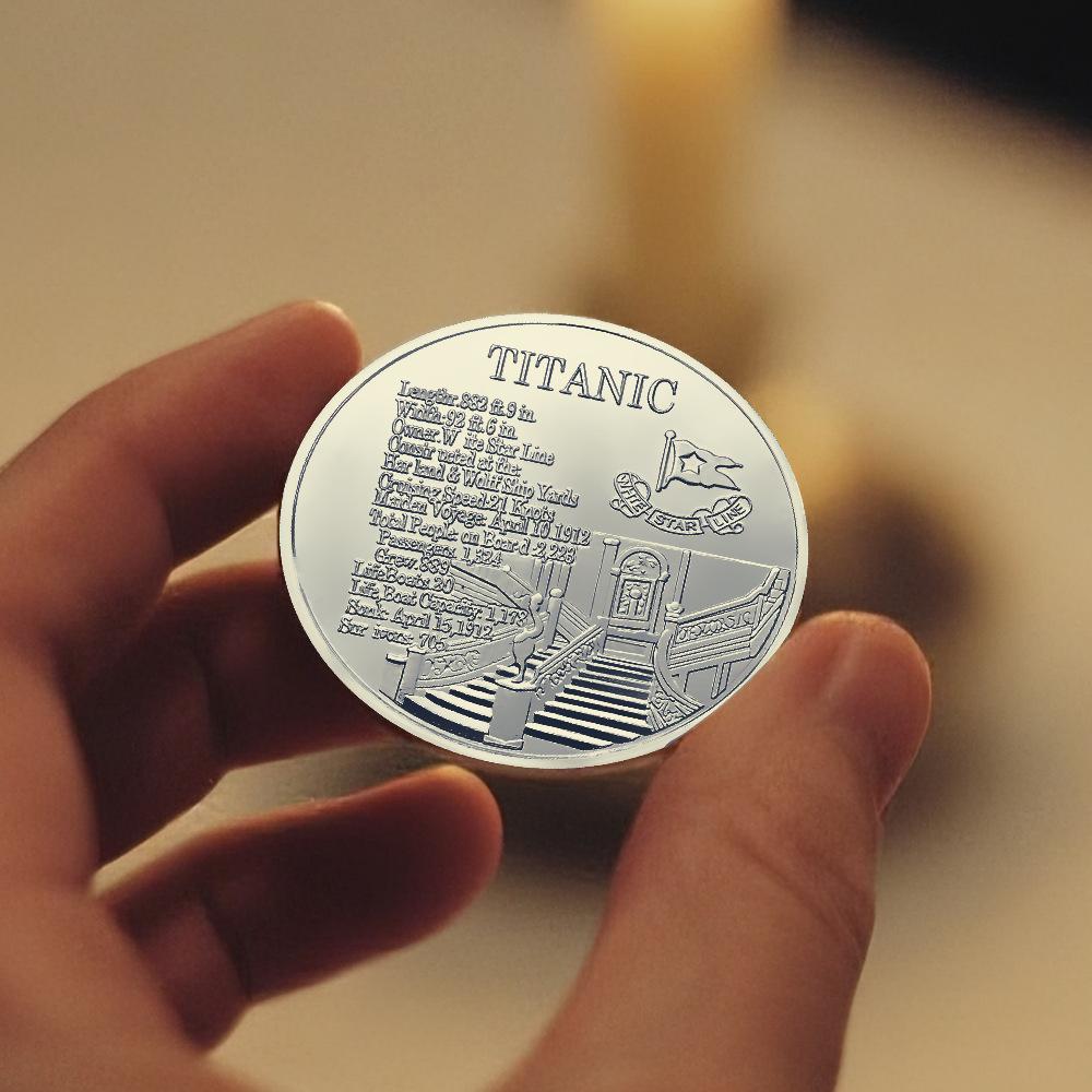 Titanic, vrakscen, färg, relief, hantverk minnesmynt, presentval, prydnader, Romantisk Kärlek Minnesmynt