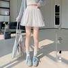 Women's High Waist A-line White Floral Skort - Summer Slimming Petite Mesh Design