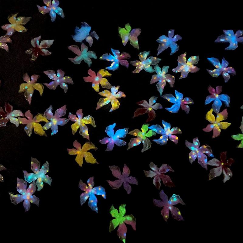 20pcs Mixed Nail Art Resin Little Colorful Flower Nail Charm Design Luminous Charms Rhinestones Diy Craft For Nail 3d Decoration