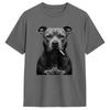 Tough Pitbull Dog Black White Canine Portrait Design Cotton T Shirt For Unisex Beach Vintage TShirts Hip Hop Tees Big Size Clothes