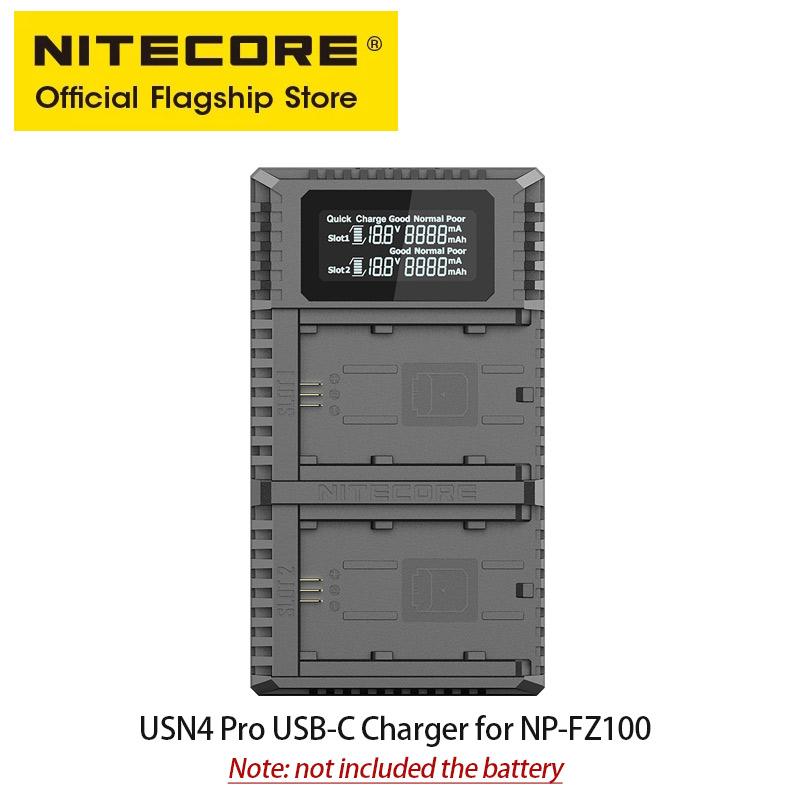 NITECORE USN4 PRO Camera Battery Charger Dual Slot USB-C QC Fast Charger For Sony NP-FZ100, Over Discharge Battery Activation USN4 PRO