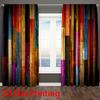 2pcs Colorful Wooden Plank Patterned Curtains, Design for Living Room Bedroom Retro Home Window Decoration, Rod Pocket Curtains