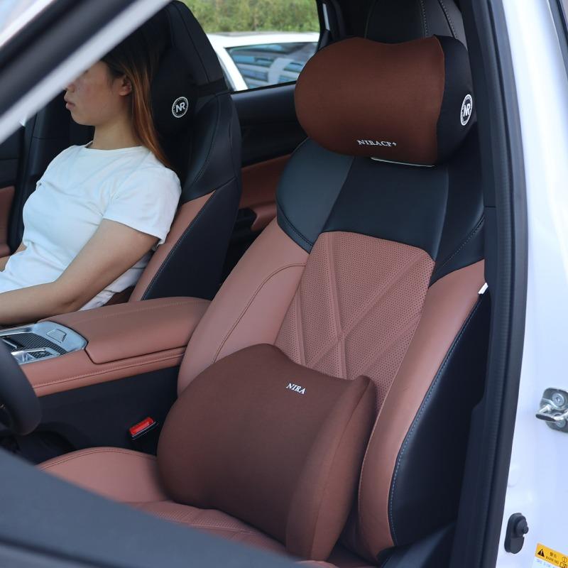 Auto Memory Foam Seat Cushion Set Headrest & Lumbar Pillow Support for Driving Comfort Car Back Neck Cushion Accessories