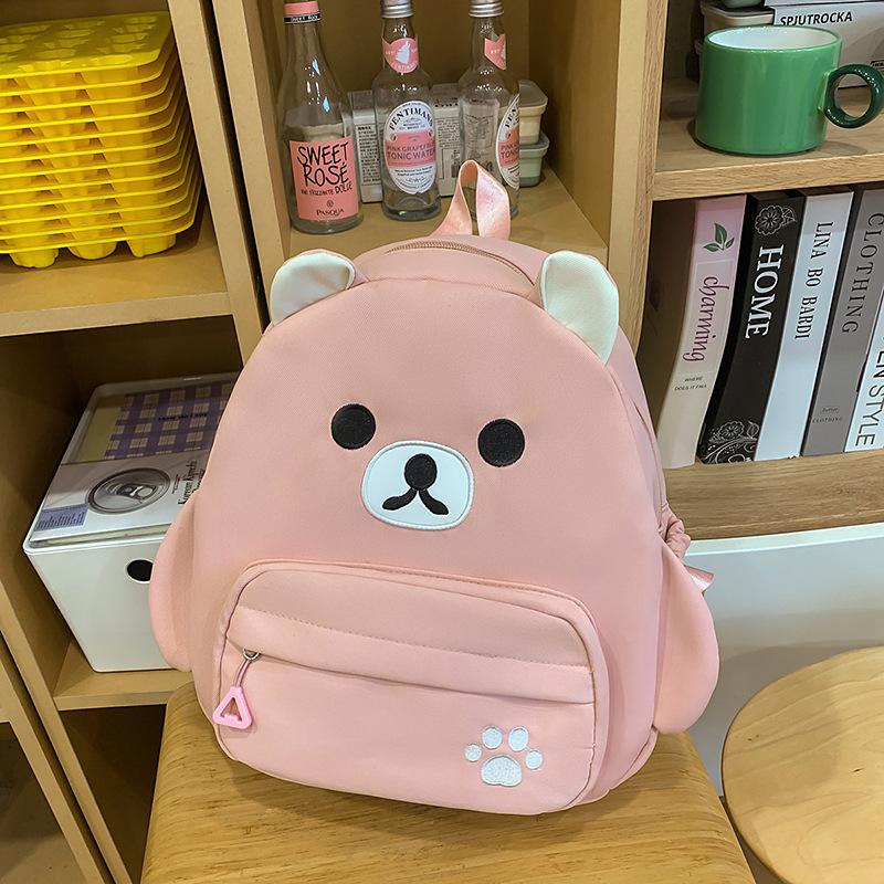 School Bag Cute Cartoon Canvas Bear Backpack Simple Light Versatile Large Capacity