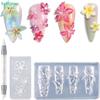 3D Relief Egg Flower Nail Art Silicone Mold,Floral Petal Design Nail Art Carving Template 3Pcs/Set