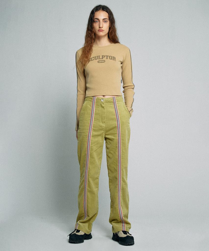 SCULPTOR Taped Corduroy Beach Pants Lime