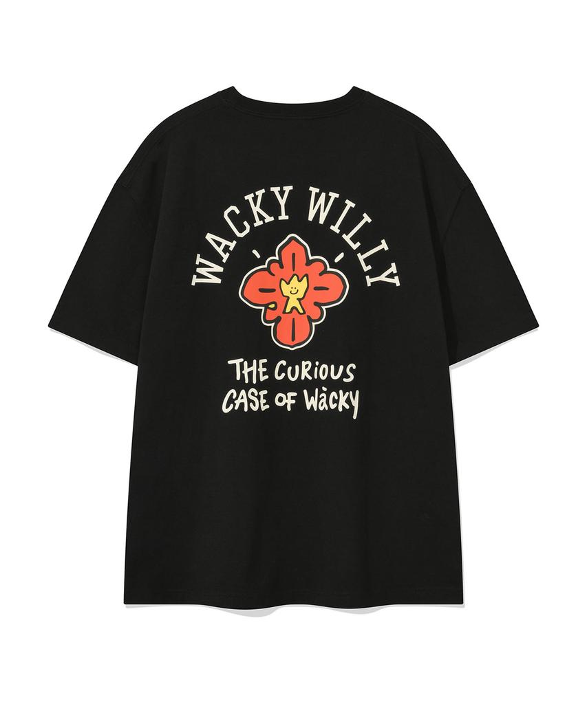 WACKY WILLY Flower Kiki Short Sleeve T-Shirt Black
