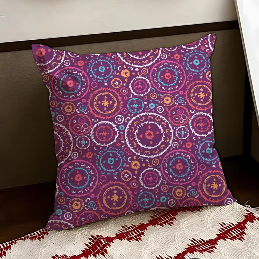 Indian Ethnic Pattern Cushion Cover Reversible Soft Durable Pillow Cover Home  Car MultiScene Use for Daily Comfort