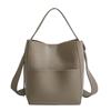 2026 Women's High-End Minimalist Soft Leather Crossbody & Shoulder Bucket Handbag - Large Capacity for Winter