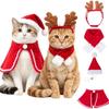 4Pcs Warm Christmas Pet Costume Set Soft Santa Hat Outfit Pet Cape  Small Pet